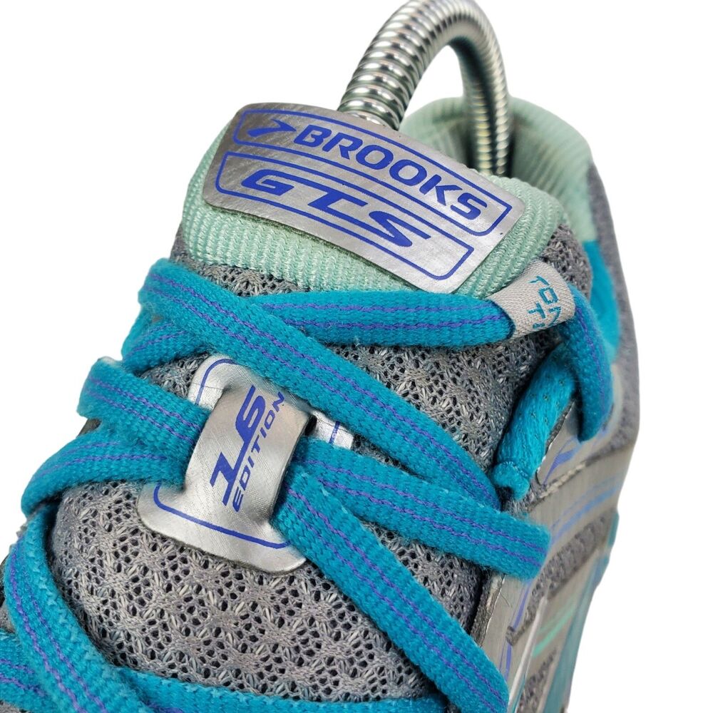 BROOKS Shoes GTS-16 Womens Size 8.5 Silver Blue Running Athletic 1202031B170 - Picture 6 of 13